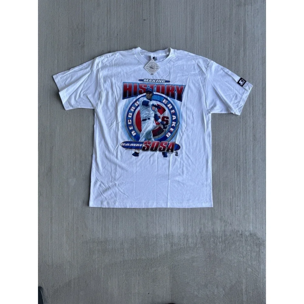 NWT Vintage Starter Chicago Cubs Sammy Sosa Graphic Mens Large‎ 90s Deadstock